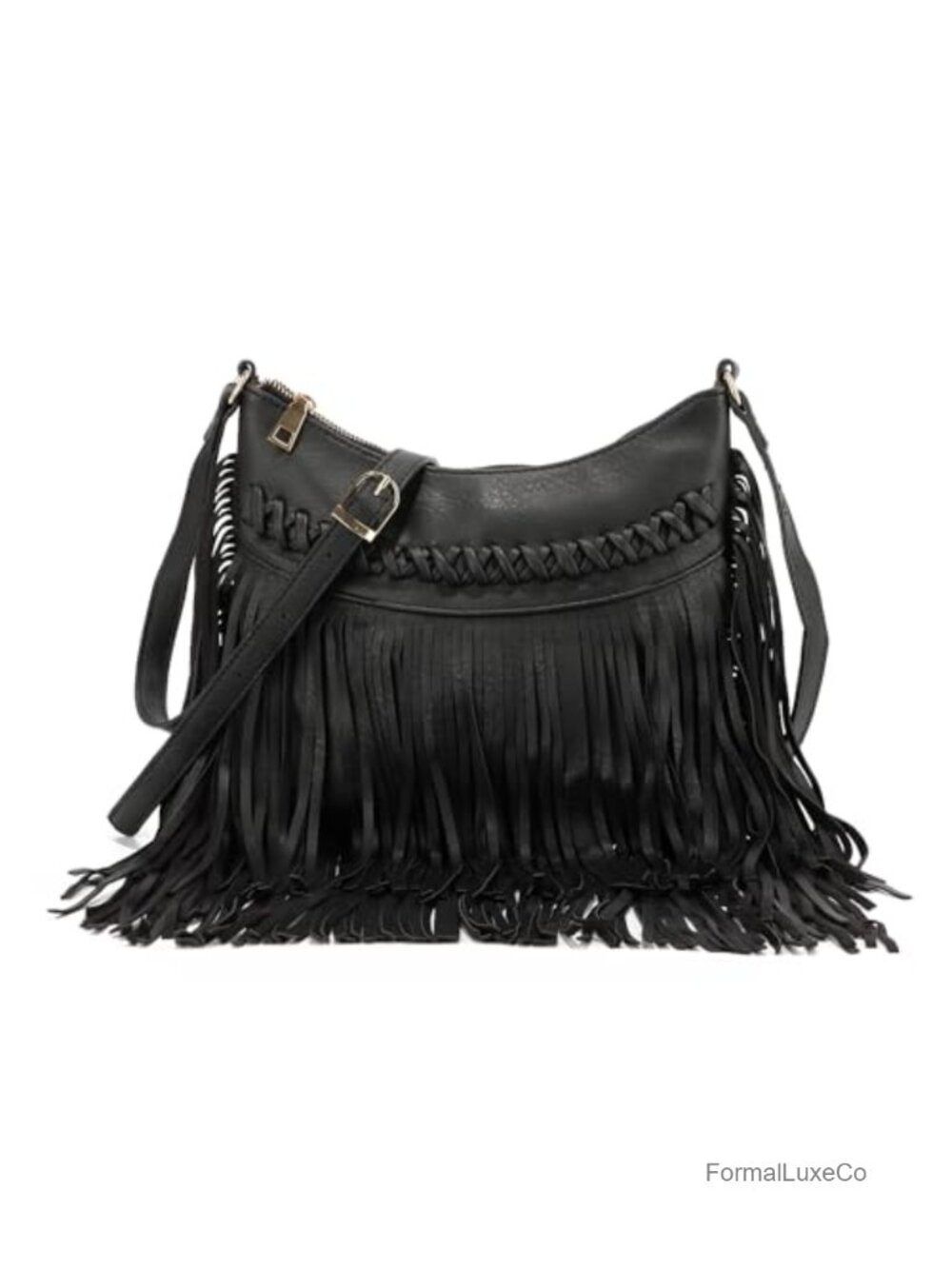 Vegan Leather Fringe Tassel Hobo Crossbody Bag Women Western Messenger Purse
